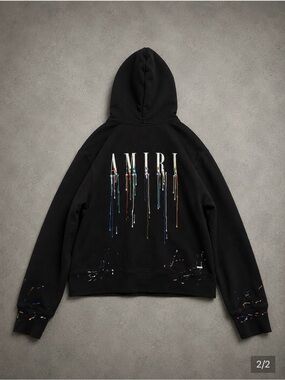 AMIRI Paint Drip Core Logo Black Hoodie